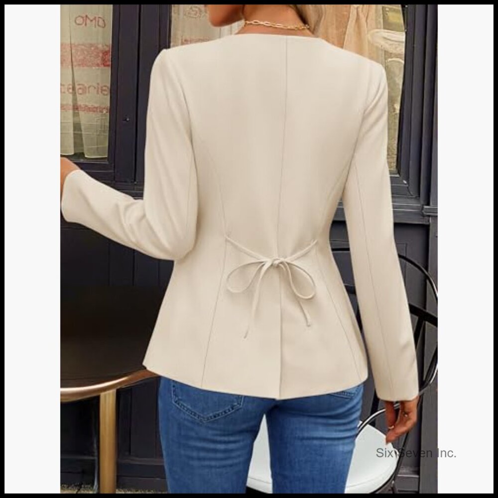 Polyester Blend Blazer with Drawstring Waist for … - image 3